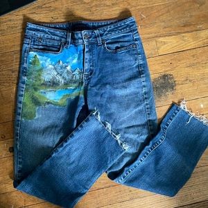 Hand painted straight leg jeans